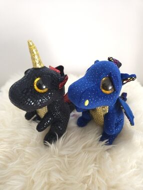 Ty Beanie Boos Dragons Grindal and Saffire Plush Toys 6"